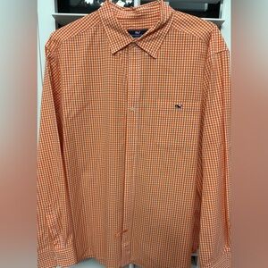 Vineyard Vines Men's Orange Checkered Shirt